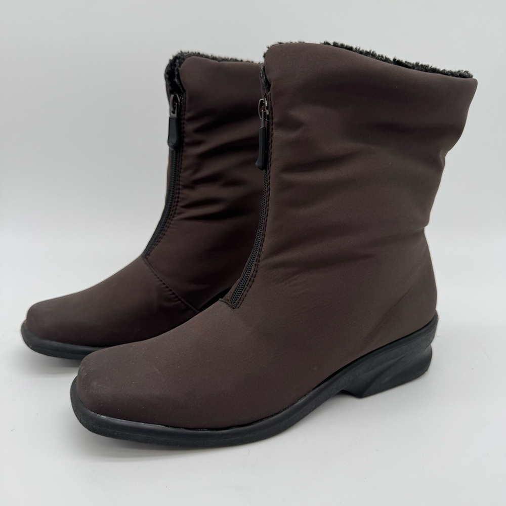 Toe Warmers Michelle Brown Nylon Front Zip Winter Boots Size 9.5